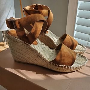 Via Spiga Nevada tan suede espadrille wedge sandal 6